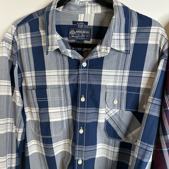 Men’s (2) American Rag long sleeve 100% cotton shirts button down SZ X-LG - Picture 6 of 12